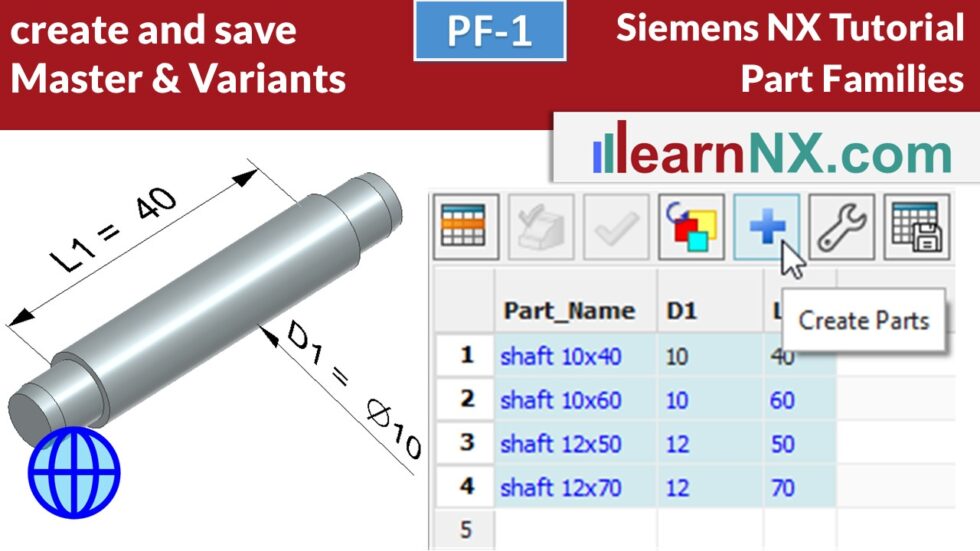 Siemens NX Tutorial | create assemblies with Part Families